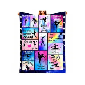 A Gymnastics Inspirational Flannel Blanket, Full Of Gymnastics Elements And Motivational Words, Suitable For Bedroom And Training Room, Adding A Sense Of Vitality To The Space. A Must-Have Energy Supply For Gymnastics Enthusiasts.-30*40in