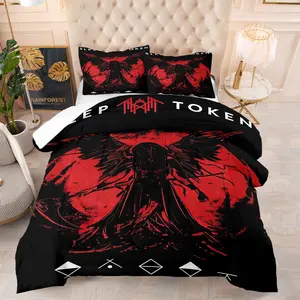Rock Band Theme Quilt, Sleep Token God Pattern, Adult & Teen Bedroom Decor, Bedroom Bedding Set, including 1 blanket and 1 or 2 pillowcases without a core