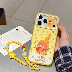 Colorful Star Pattern Phone Case for iPhone 17-14 Series, Creative Personalized Protection, Anti-Drop Shockproof with Lanyard, Unique Design