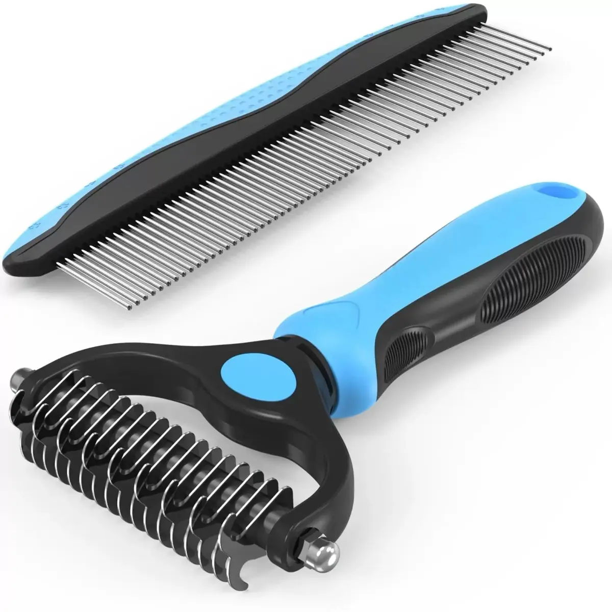 Stainless Steel Universal Pet Groomer Tool - Double-Sided Detangler Comb, Fleece Brush, Deshedding Comb, Sectioning Tool for Cats, Dogs; Detangles Fur, Reduces Shed, Easy Grooming Solution