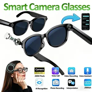 AI Smart Camera Glasses with HD Camera, Open Eayphones, Color-Changing Alternative Lenses  Real Time Translation ,Vioce Assistant, Bluetooth Call and Music, Best Gift Choice