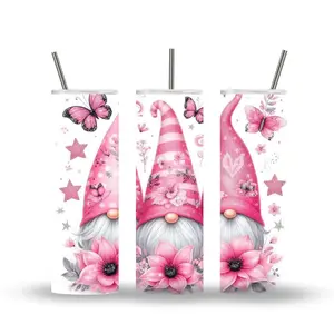 20oz Stainless Steel Tumbler Cute Pink Gnomes
