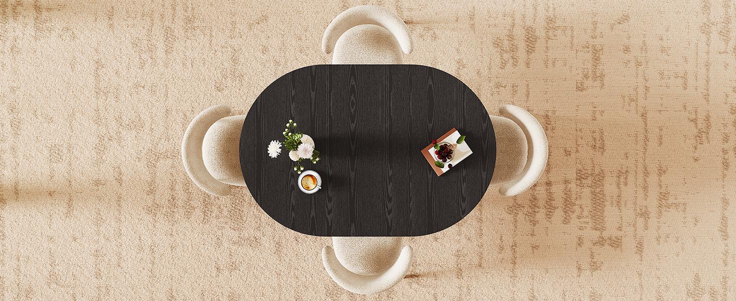【BackToSchool】ONBRILL 41-78 Inch Extendable Dining Table for 4-8, Gorgeous Fluted Expandable Kitchen Table with Storage, 2 Leaf, Mid Century Modern Oval Dinner Tables for Dining Room, Kitchen, Living Room BackToSchool