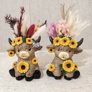 Cute Cow-Shaped Flower Vase Set, Includes Two Styles, Perfect for Spring, Suitable for Succulents and Small Flowers, Window Sill and Desk Decor, Home Decorative Vase