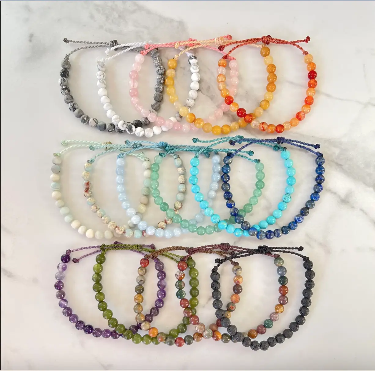 Gemstone Beaded Bracelet/Anklet, Waterproof Bracelet, Real Gemstone Jewelry, Adjustable Beaded Bracelet, Colorful Surfer Bracelet