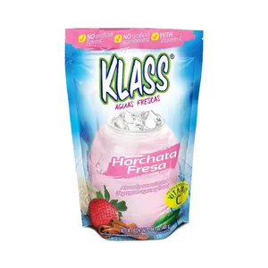 18x Klass Powder Horchata Fresa Strawberry - Hydration Drink Mix Beverage Flavoring Water Enhancer Low Calorie Refreshment Party Supply Authentic Mexican Flavor Pack Instant Sachet Prepared Liquid Juice Gourmet Sweet Treats 14.01oz 18ct
