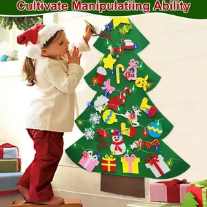 DIY Felt Christmas: LED Felt Christmas Tree DIY Craft Kit, Containing 30 Decorations and String Lights, Can Be Used as Christmas Wall Hanging Decor,Christmas Gifts, and Party Supplies