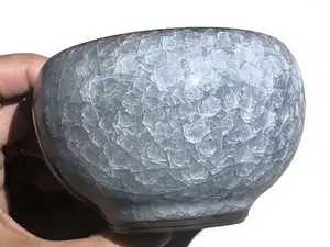Ice Crack Glaze Jianzhan Teacup, Blue-Gray Texture Kung Fu Tea Single Cup, Chinese culture,High-temperature firing,Handcrafted ceramic cup,Wine Glass, Kung Fu Cup,Drinkware