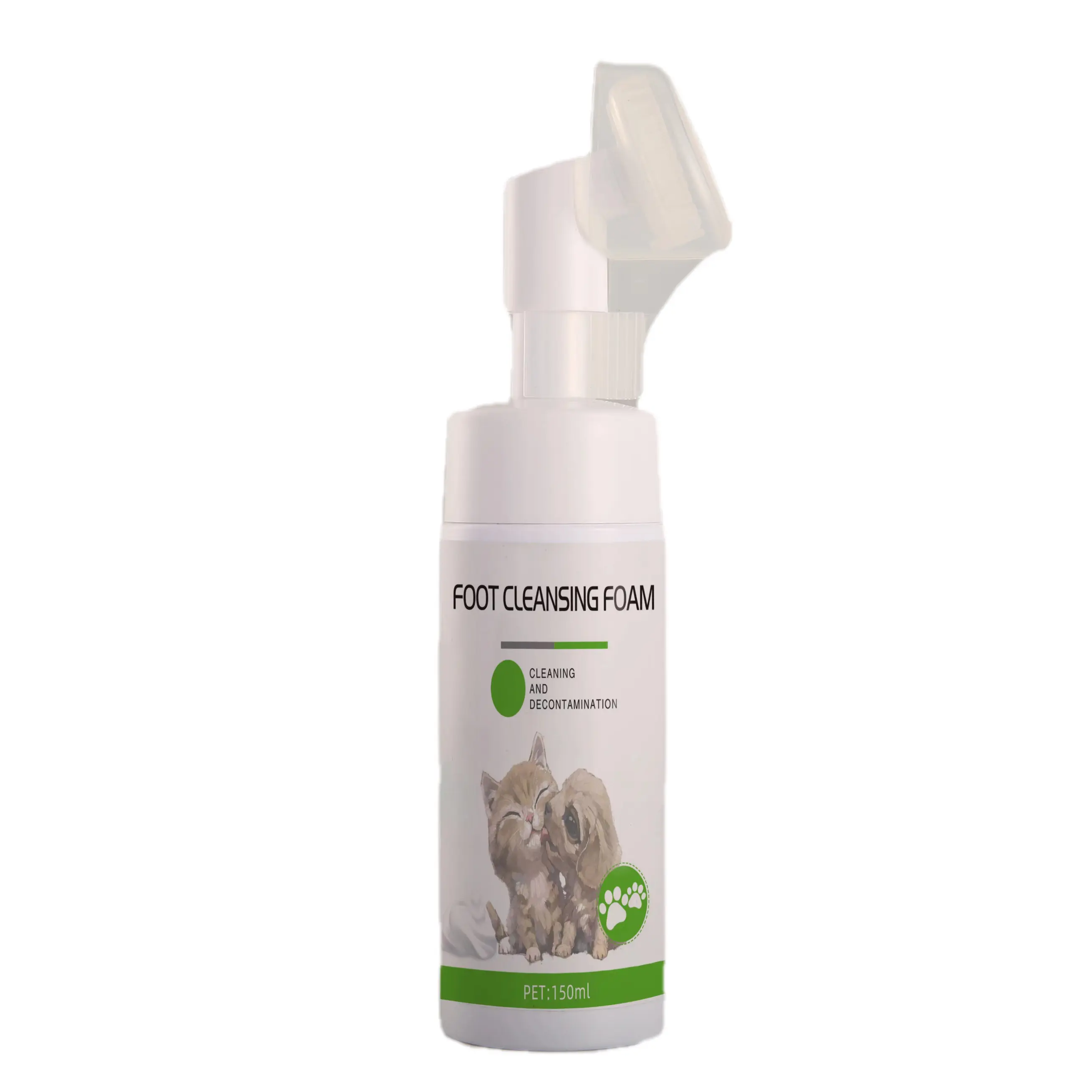 150ML  Pet  Paws Clean Form  No-Rinse Foaming Cleanser  Gentle, Fragrance-Free t Safe for All Dogs & Cats   Bottle with Silicone Bristle Soft Brush