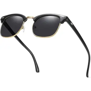 Retro Semi Rimless Sunglasses Half Frame UV400 Glasses for Men And Women（gift）Gift