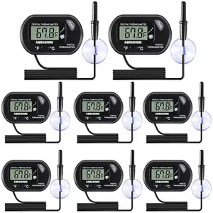8pcs LCD Digital Aquarium Thermometer with Water-Resistant Sensor Probe and Suction Cup for Fish Tank Turtle Incubators Terrarium