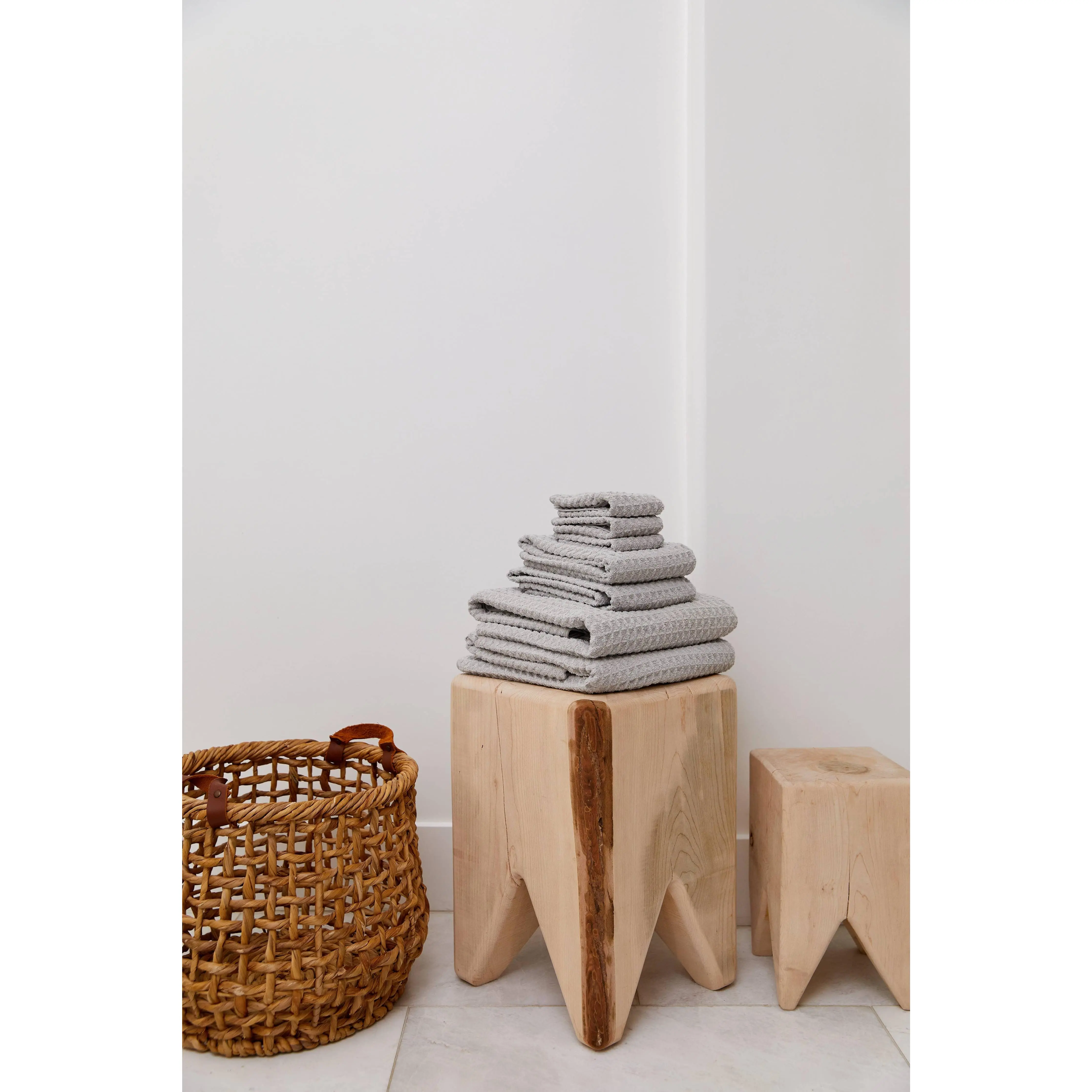 Geometry Brand Bathroom Stone Waffle Washcloth Set of 3