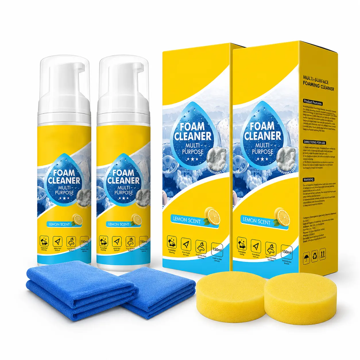 4-in-1 Versatile Multi-Enzyme Foam Spray Cleaner, 5oz No-Rinse Auto Detailing & Household Cleaning Solution for Car Interior Leather, Upholstery, Kitchen Grease, Bathroom Tiles, 4-In-1 Versatile Cleaner