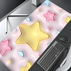 Colorful 3D Starry Sky and Clouds Design Mouse Pad, Aesthetic Desktop Decoration Protective Pad, Non-slip Rubber Pad for Laptop, Desktop Computer Games
