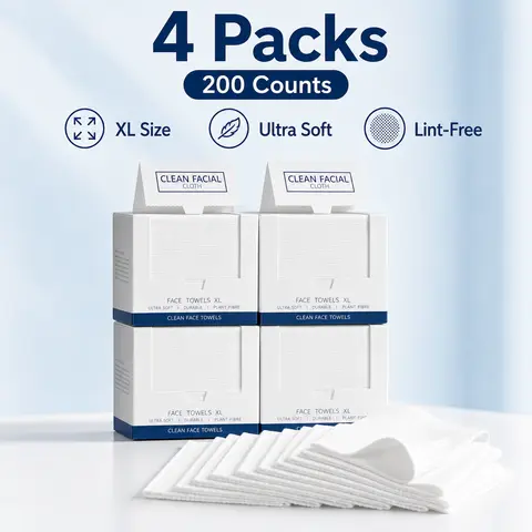 XL Disposable Facial Cleansing Towels - Gentle Thick Plant Fiber Cloth, 50pcs Box Pack, Cost-Effective Skin Care Tools, Bathroom Bathing Accessory, At Home Facial & Everyday Use Upgraded Face Cleaner Alternative for Adults