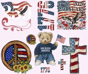 Patriotic 2 Premade Gang Sheet 30*24 with  Full-Size DTF Prints Instant Peel Film for Easy Application Ideal for Apparel