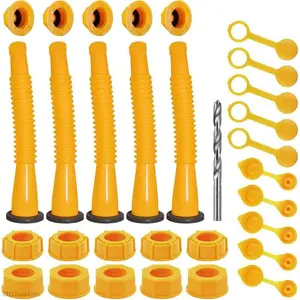 Gas Can Spout Replacement, Gas Can Nozzle, 5 Kit-White Flexible Pour Nozzle Suitable for Most 1/2/5/10 Gal Oil Cans, Fuel Can Spout ReplacementAB12PeakVibe
