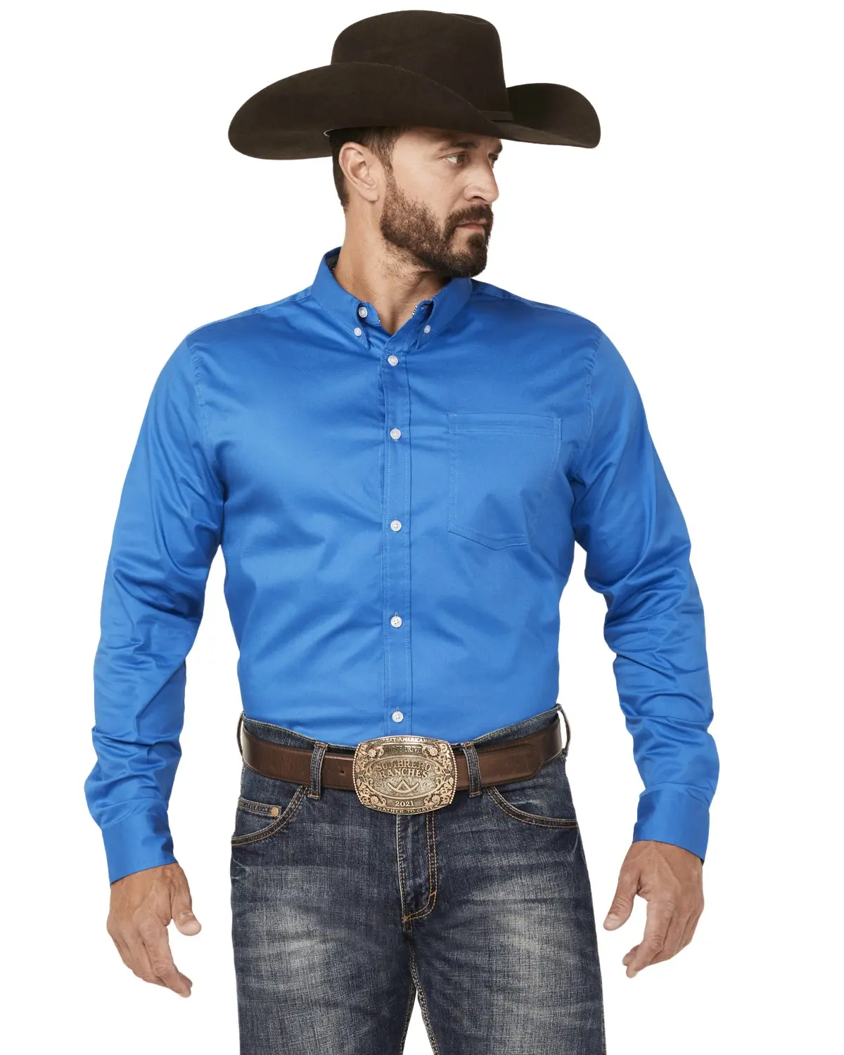 Cody James Men's Men'S Basic Twill Long Sleeve Button-Down Performance - Cjfa23w17-Rylblu