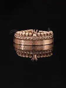 Vintage Roman Numerals & Twist Design Bangles, Stainless Steel Crown Design Drawstring Styling Bracelet for Men, Fashion Jewelry for Party, Daily Decor for Gift