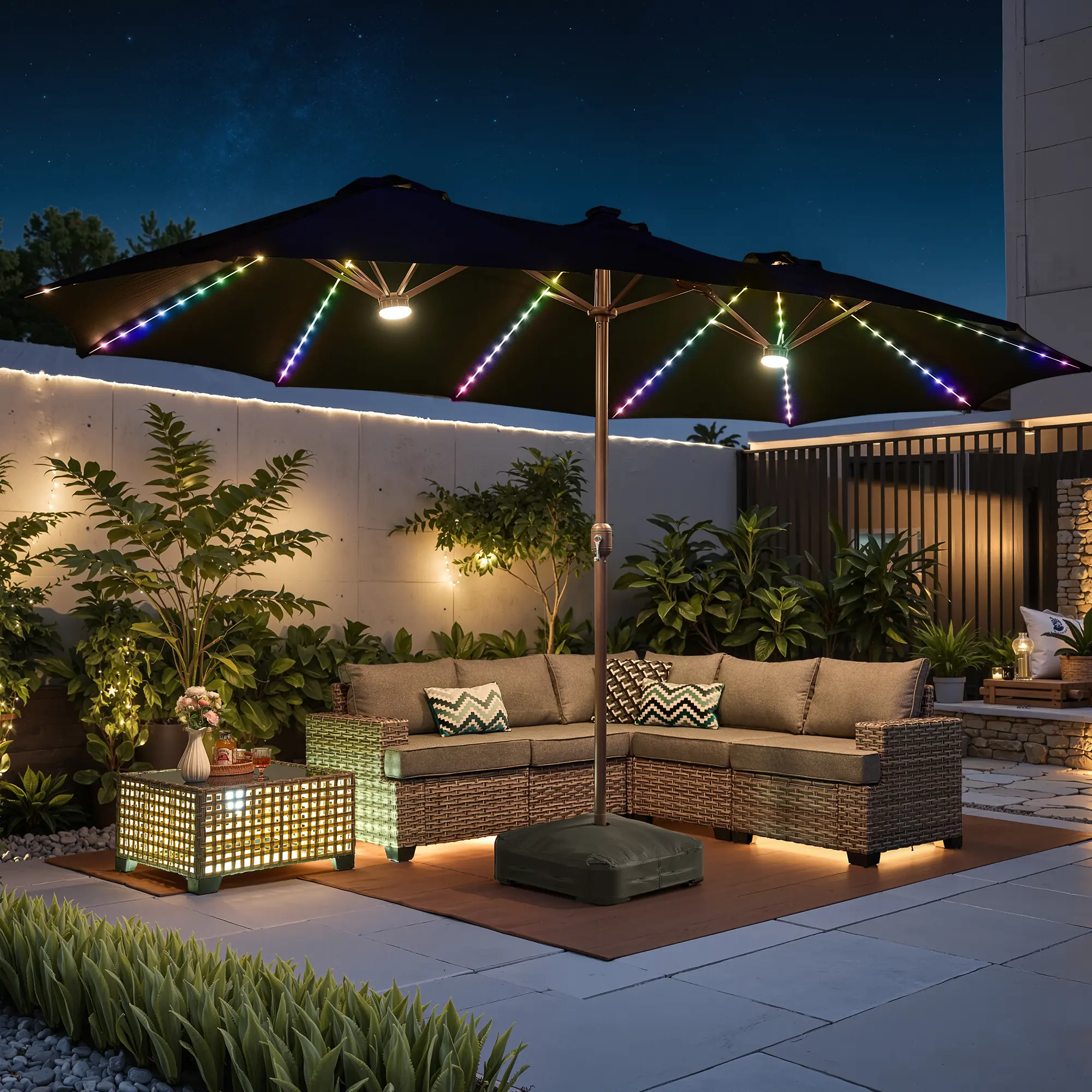 Dark Grey With Solar Colored Lights