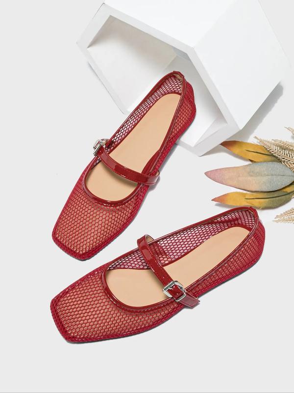 Summer Breathable Women's Flat Sandals with Square Toe Lightweight Comfort Mary Jane Ballet Shoes Casual Hollow Design for Stylish Look - Soft Summer Breathable Women's Flat Sandals with Square Toe Lightweight Comfort Mary Jane Ballet Shoes Casual Hollow Design for Stylish Look - Soft