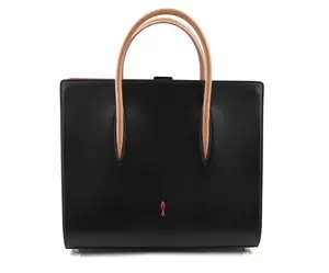 Pre-owned christian louboutin Leather Tote Bags Calfskin Patent Leopard Spiked Large Paloma Black Handbag