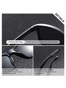 Luckace Men's Sport Sunglasses, Polarized PC Frame, Anti-UV, Lightweight, Durable, Outdoor Sports, Fishing, Cycling, Driving