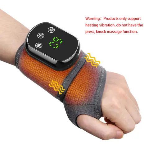 Heated Wrist Wrap 5 Heat Settings & 3 Vibration Modes, Wrist Massager for Left/right Hand Use for Carpal Tunnel, USB Rechargeable Massagers