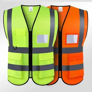 Reflective Vest with Multiple Pockets, Safety Fluorescent Construction Workwear, High Visibility Uniform for Site Workers, Traffic Control Gear