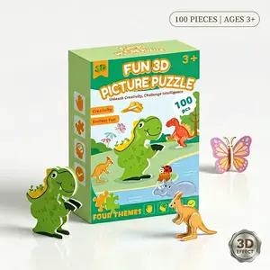 (100 pcs) 3D animal jigsaw set, puzzle toys  and gifts for children to play with. 3D Paper Creative DIY Puzzle,The set contains puzzles of animals, insects, dinosaurs and airplanes.Boost imagination, sharpen focus, & build hands-on skills.educate