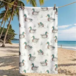 A Mallard Duck Swimming All-over Printed Beach Towel - Oversized, Skin-friendly, Absorbent and Quick-drying, Perfect for Beach and Pool Leisure, Ideal for Summer Trips - Suitable for Seaside Vacations, Pool Parties and Outdoor Picnics