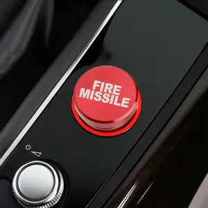 Fire Missile Joke Button Car Charger Port Cover Plug - Metal Aluminum Red Gift