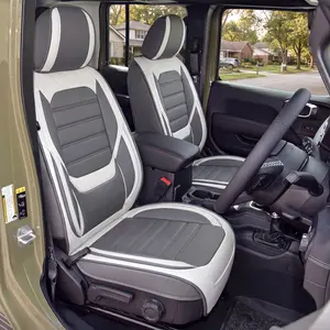 Car Seat Covers For Jeep Cherokee/Compass/Gladiator/Grand Cherokee/Renegade/Liberty/Wrangler JK JKU JL JLU, Stylish Nappa Leather Car Seat Cover For Car Full Set 5-Seats, Waterproof Breathable Anti-Slip Comfort Car Seat Protector, Vehicle Seat Covers