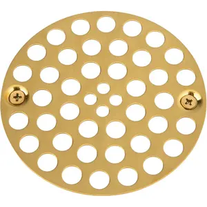 4'' Shower Strainer Drain Trim Set, Solid Brass Screw-in Shower Strainer Drain Cover, Replacement Strainer Grid by , Machine & Self-Tapping Screws Included (Brushed )