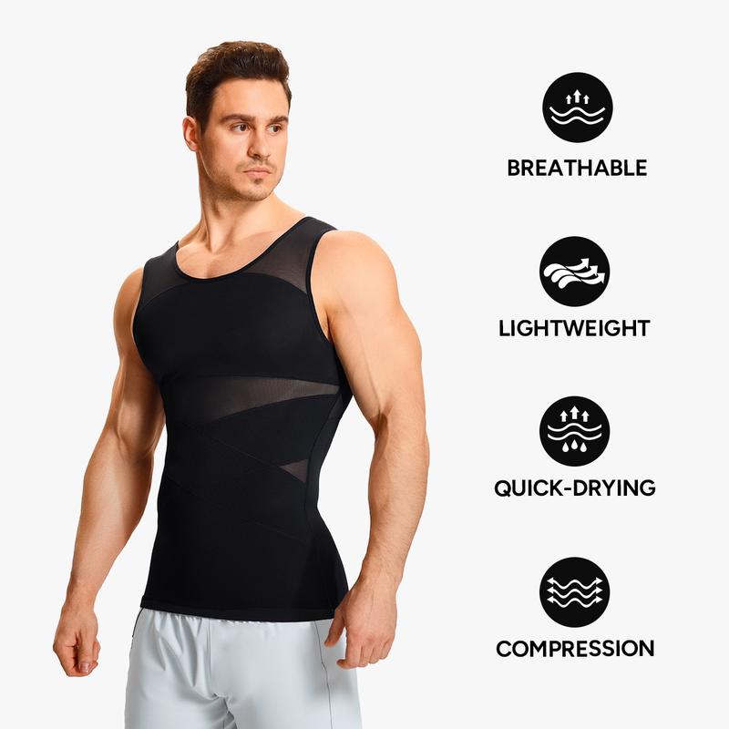 【Nebility】Men’s Mesh Fabric Breathable Compression Shapewear Vest – Slim-Fitting, High Elasticity, Seamless Menswear for Daily Wear Tummy Control