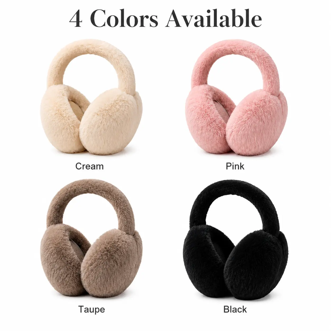 Unisex Solid Color Earmuffs, Ear Snood, Soft Plush Ear Warmers, Foldable Design, Comfortable & Coldproof, Ideal for Winter Outdoor Activities