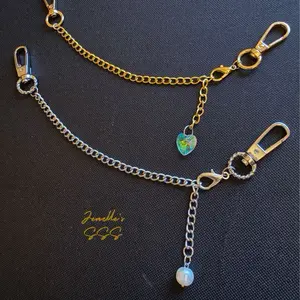 Adjustable Bag Charm Chain with Accent Bead - Gold & Silver Color Options - Perfect for Personalization & Style