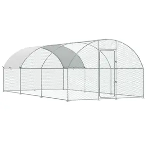 [2 PACKAGE SHIPPING]YODOLLA Extra Large Metal Chicken Coop Run for Yard with Cover, 19.5x10x6.4 FT Walk-in Chicken Pen for Outdoor, Backyard, and Farm, Hen Cage House Suitable for 15-20 Chickens and Other Poultry
