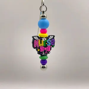 Nurse Beaded Bookmark Charm - Cute Butterfly RN Gift with Colorful Silicone Beads & "Nurse" Design