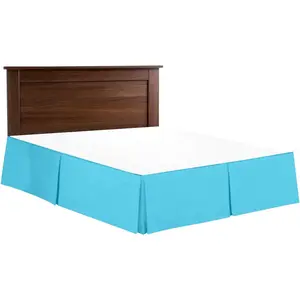 Bed Skirt - Hotel Luxury Bed Skirt Dust Ruffle Soft Brushed Microfiber 1800 21 inch Tailored Drop, Wrinkle & Fade Resistant - Pleated Bedskirt (Cal King, Aqua Blue)