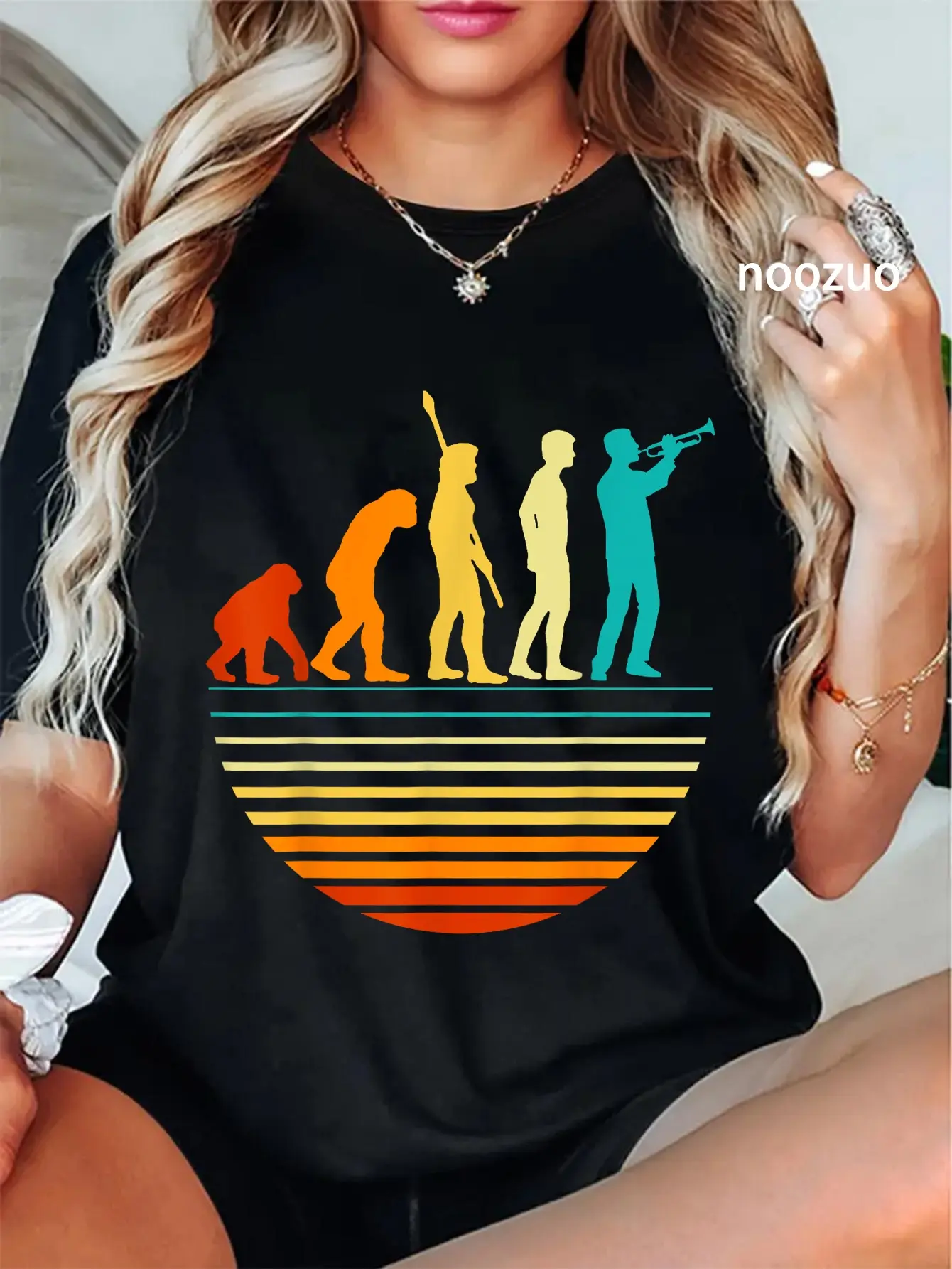 100% Cotton Retro Trumpet Player Marching Band Trumpeter I Evolution T-Shirt