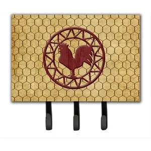 212 MAIN Rooster Chicken Coop Leash Hook & Key Organiser - Metal Wall-Mount Hanger, Hardboard Tile Graphic Hanging Decor for Leash and Key Organization