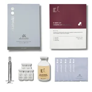KI Exosome Booster Kit & Akatsuki Soothing Mask - Anti-Aging, Brightening, Hydration Ampoule Set with Niacinamide & Hyaluronic Acid for Smooth Skin Texture