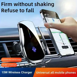 Quick Wireless Charger with a Capacity of 15W, Mobile Charging Pad, Car Charger, Phone Holder for Vehicles, Electric One-Touch Switch, Rapid Charging Up to 15W, Depending on The Phone'S Current Battery Status