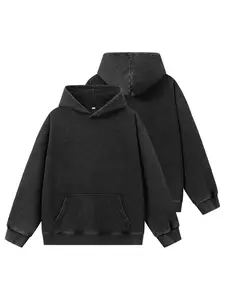 Men's Solid Color Loose Fit Hooded Sweatshirt Regular Fit Casual Long Sleeve Hoodie for Fall & Winter 100% Cotton Fleece 465 GSM Oversized Box Fit Quality Hem Cuff Design Menswear Tops Pullover