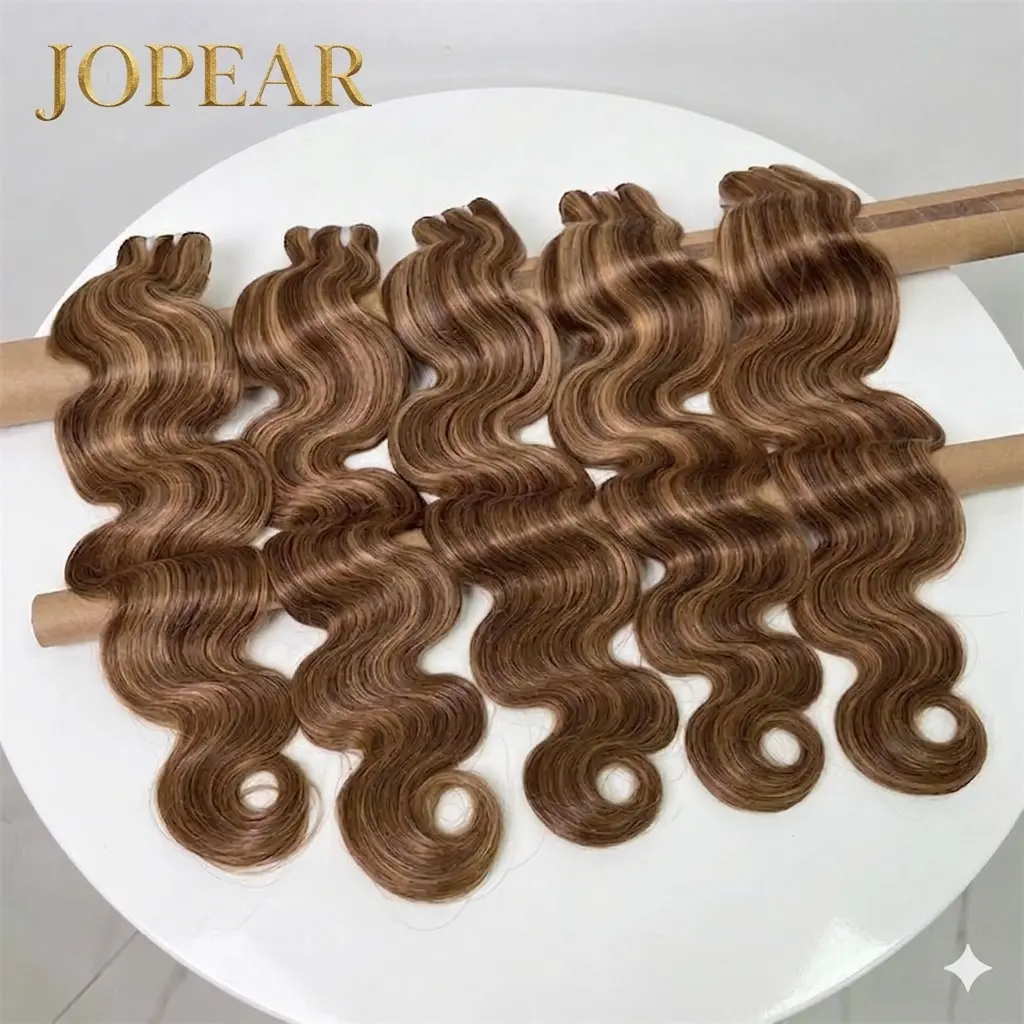 【JOPEAR】30 Inch Highlight Human Hair Bundles Brazilian Body Wave 3 Bundles Colored Ombre 4/27 Sew In Weave Human Hair Bundles Extensions #Summer