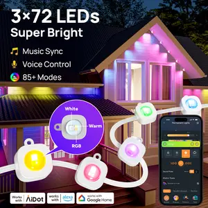 Linkind Permanent Outdoor Lights HP2,100ft Smart AI RGBTW Christmas Lights, 85 Scenes Modes for Daily Holiday Christmas Decorations,IP67 Waterproof, Compatible with Alexa,Google Assistant