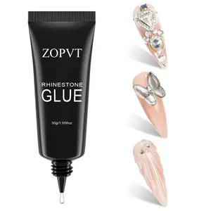 4-In-1 Diamond Glue for Fake Nails, Gems, Charms, Nail Art Decorations, No Wipe Needed, Large Capacity 30g, Perfect Gift Choice, Nail Adhesive