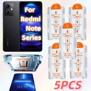 5-Pack HD Screen Protector Film for Redmi Note Series, Easy Installation Tempered Glass, Supports Ultrasonic Fingerprint Unlock, 9h Hardness