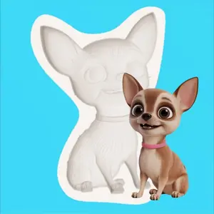 Chihuahua Shape Silicone Mould, Pet Theme Fondant Cookie Mold, Healing Dog Dessert Making Tool, Cute Puppy Design